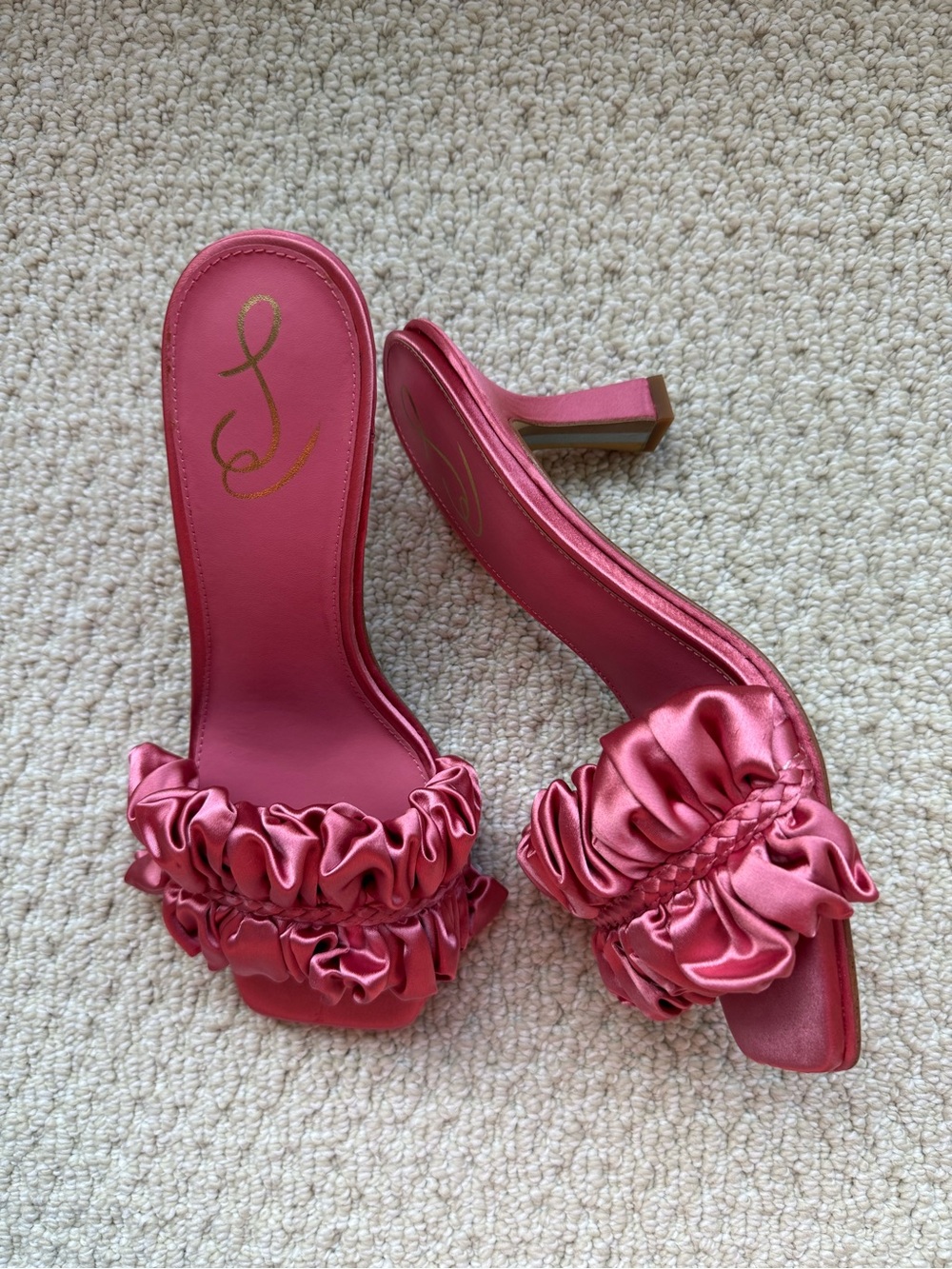 Sam Edelman Kady Sandals Women's Carmine Rose Square Toe Kitten Heel size 8.5